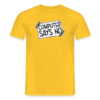 Computer Says No Lustig Programmierer Nerd Technik - Männer T-Shirt - Gelb - Vorne - AI Model Male 178 dark (178cm)