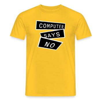 Computer Says No Lustig Programmierer Nerd Technik - Männer T-Shirt - Gelb - Vorne - AI Model Male 178 dark (178cm)
