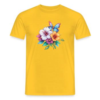 Bouquet avec papillon - T-shirt homme - jaune - Devant - AI Model Male 178 dark (178cm)