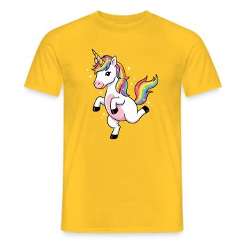 Regenbogen-Einhorn-Funkeln - Männer T-Shirt - Gelb - Vorne - AI Model Male 178 dark (178cm)