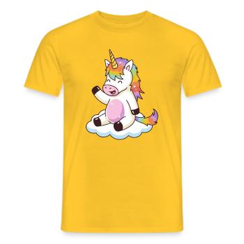 Regenbogen-Einhorn auf der Wolke - Männer T-Shirt - Gelb - Vorne - AI Model Male 178 dark (178cm)