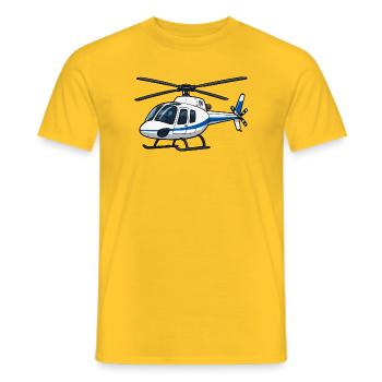 Helicopter Blue White Illustration - Men's T-Shirt - yellow - Front - AI Model Male 178 dark (178cm)
