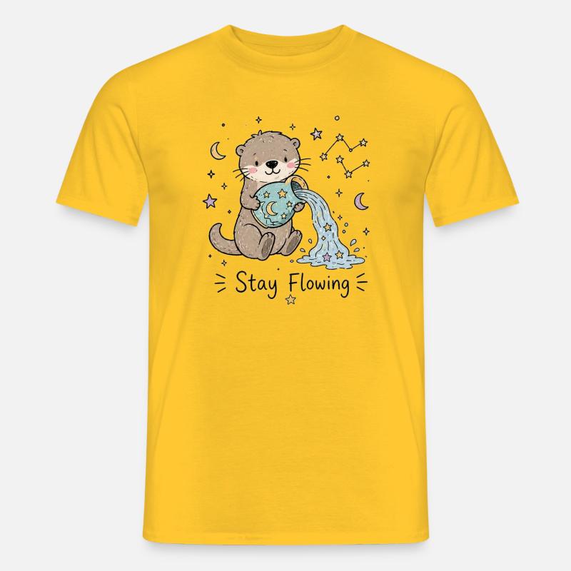 Astro-Wassermann Otter – Stay Flowing - Männer T-Shirt - Gelb