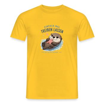 Otter: Einfach treiben lassen - Männer T-Shirt - Gelb - Vorne - AI Model Male 178 dark (178cm)