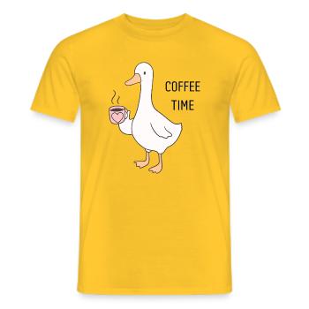 Dessin animé Ducky Coffee Time - T-shirt homme - jaune - Devant - AI Model Male 178 dark (178cm)