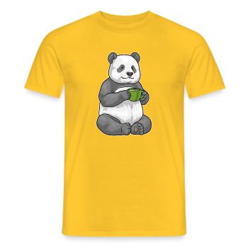 Panda Kaffee Tasse - Männer T-Shirt - Gelb - Vorne - AI Model Male 178 dark (178cm)