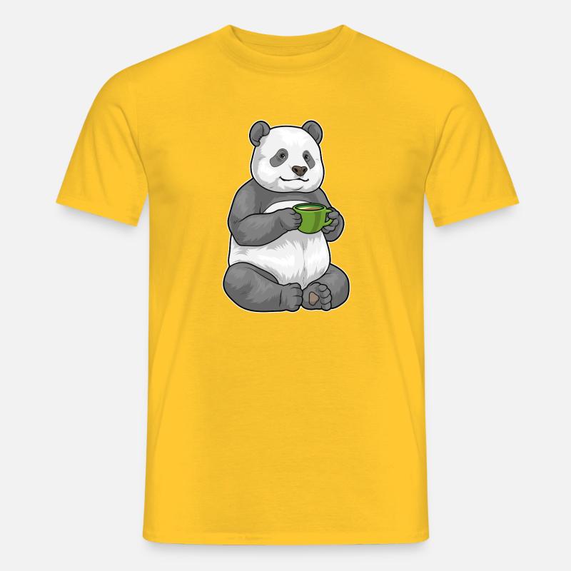 Panda Kaffee Tasse - Männer T-Shirt - Gelb