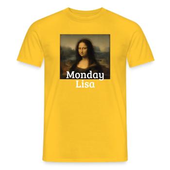 Montag Lisa Leonardo Da Vinci Lustige Mona Lisa - Männer T-Shirt - Gelb - Vorne - AI Model Male 178 dark (178cm)