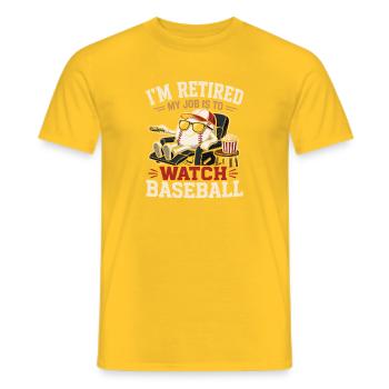 Retirement Baseball Lounge with Popcorn - Men's T-Shirt - yellow - Front - AI Model Male 178 dark (178cm)