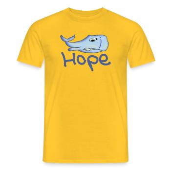 Hope the sick whale humpback whale as cartoon - Men's T-Shirt - yellow - Front - AI Model Male 178 dark (178cm)