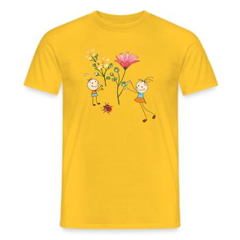 Children's cheering with colorful flowers - Men's T-Shirt - yellow - Front - AI Model Male 178 dark (178cm)