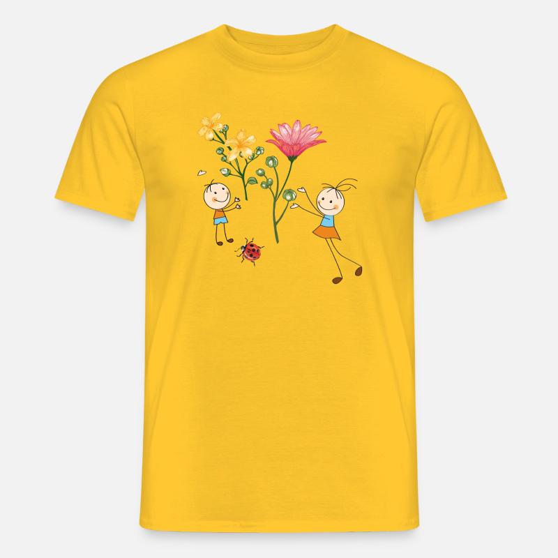 Kinderjubel mit bunten Blumen - Männer T-Shirt - Gelb
