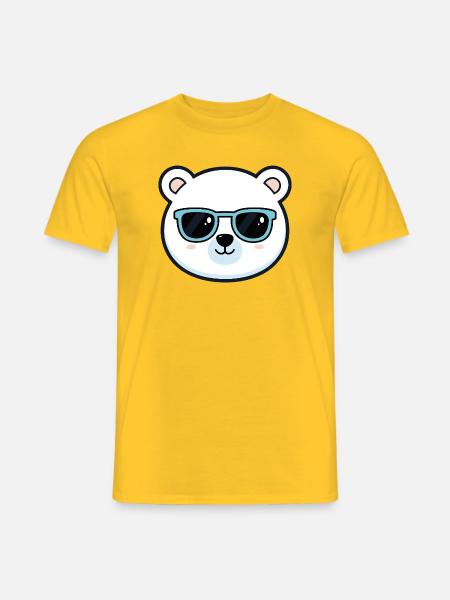 Niedliche Eisbär-blaue Brille - Männer T-Shirt - Gelb
