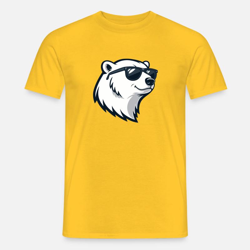 Eisbär mit Brille - Männer T-Shirt - Gelb