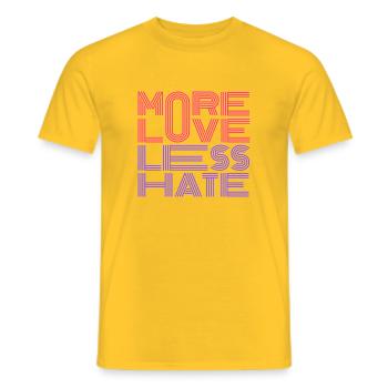 Mehr Liebe, weniger Hass - Männer T-Shirt - Gelb - Vorne - AI Model Male 178 dark (178cm)