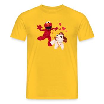 Sesame Street: Elmo & Tango out for a walk - Men's T-Shirt - yellow - Front - AI Model Male 178 dark (178cm)