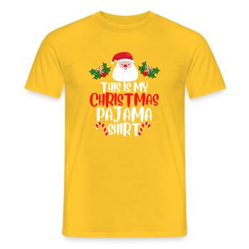 This Is My Christmas Pajama Shirt - Men's T-Shirt - yellow - Front - AI Model Male 178 dark (178cm)