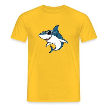 Cool Shark - Cartoon Style Sunglasses - Men's T-Shirt - yellow - Front - AI Model Male 178 dark (178cm)