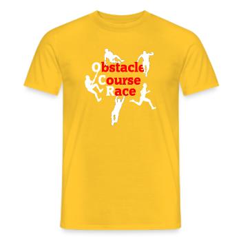 OCR Chaos – Conception d’actions d’obstacles - T-shirt homme - jaune - Devant - AI Model Male 178 dark (178cm)