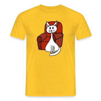 After-Work Cat Cats Pets 80s - Men's T-Shirt - yellow - Front - AI Model Male 178 dark (178cm)