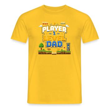 Pixellevel Vater: Retro Spielwelt - Männer T-Shirt - Gelb - Vorne - AI Model Male 178 dark (178cm)