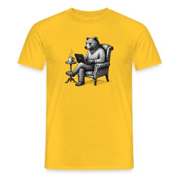 Bear CEO Laptop Lounge - Männer T-Shirt - Gelb - Vorne - AI Model Male 178 dark (178cm)