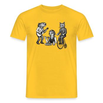 Verspieltes Tiertrio-Parade - Männer T-Shirt - Gelb - Vorne - AI Model Male 178 dark (178cm)
