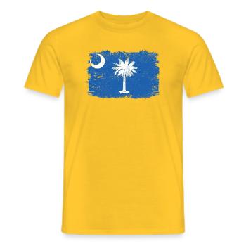 South Carolina-Flagge mit Sleiden, alter Vintage South - Männer T-Shirt - Gelb - Vorne - AI Model Male 178 dark (178cm)