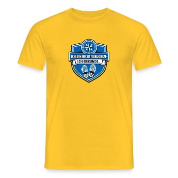 I just like camping - Men's T-Shirt - yellow - Front - AI Model Male 178 dark (178cm)