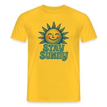 Stay Sunny Crayon Sonne Illustration - Männer T-Shirt - Gelb - Vorne - AI Model Male 178 dark (178cm)