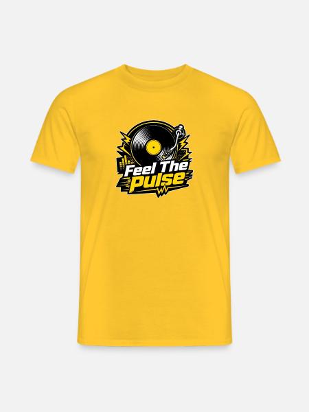 Feel The Pulse – Vinyl DJ Electro Music - Männer T-Shirt - Gelb