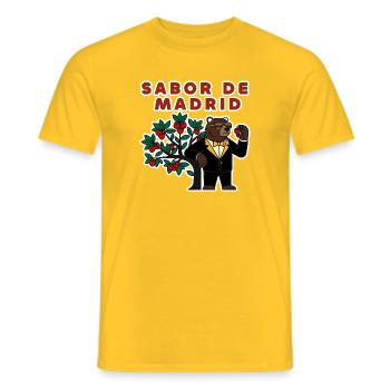 madrid spain elegant luxury bear strawberry  - Men's T-Shirt - yellow - Front - AI Model Male 178 dark (178cm)