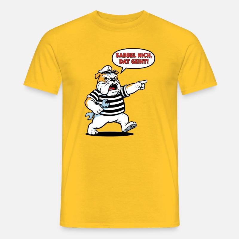 Sabbel nich, dat geiht! Bulldogge Handwerker - Männer T-Shirt - Gelb