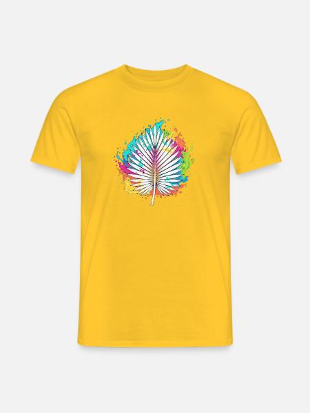 Bunte Palmenfächer Farbexplosion - Männer T-Shirt - Gelb