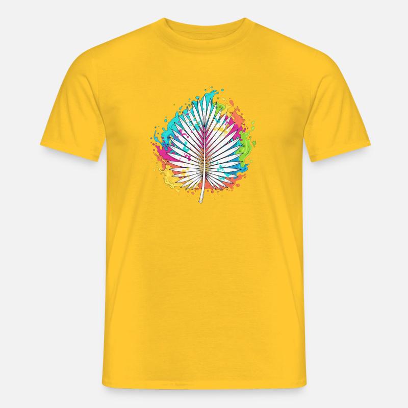 Bunte Palmenfächer Farbexplosion - Männer T-Shirt - Gelb