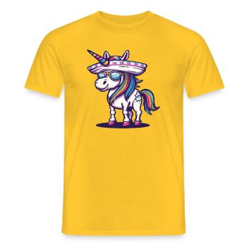Unicorn Funny Sombrero - Men's T-Shirt - yellow - Front - AI Model Male 178 dark (178cm)