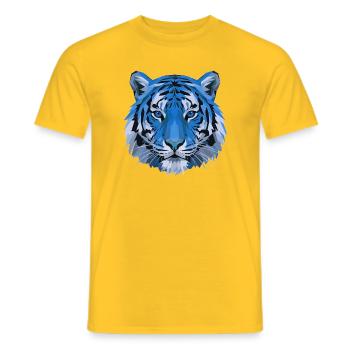Tête de tigre polygonale bleue - T-shirt homme - jaune - Devant - AI Model Male 178 dark (178cm)