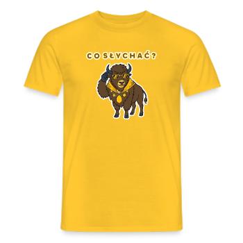 Varsovie, Pologne, Bison, Luxe, Animal Cool Fantaisiste - T-shirt homme - jaune - Devant - AI Model Male 178 dark (178cm)