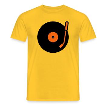 Retro Audio Vinyl Record Tonearm - Men's T-Shirt - yellow - Front - AI Model Male 178 dark (178cm)