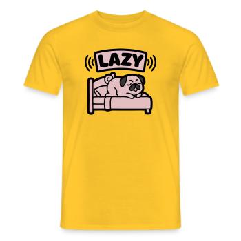 Lit de chien carlin paresseux introverti - T-shirt homme - jaune - Devant - AI Model Male 178 dark (178cm)