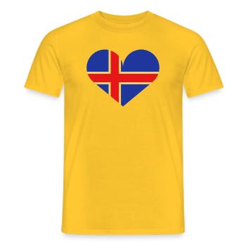 Drapeau islandais en forme de cœur - T-shirt homme - jaune - Devant - AI Model Male 178 dark (178cm)
