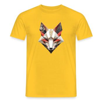 Inari Kitsune Yokai Fuchsmaske japanische Origami  - Männer T-Shirt - Gelb - Vorne - AI Model Male 178 dark (178cm)