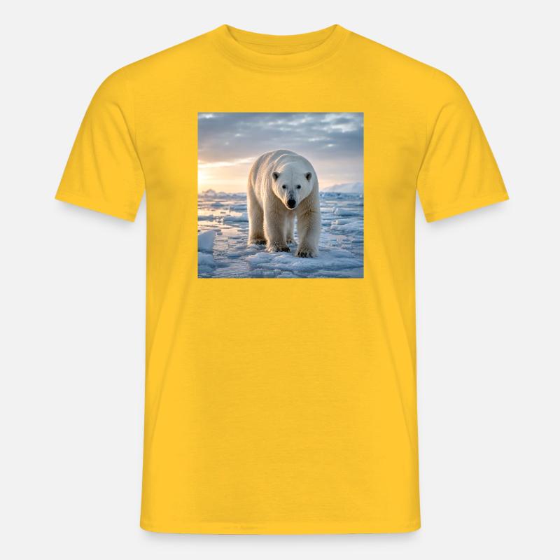 Arktischer Eisbär auf Eis - Männer T-Shirt - Gelb