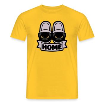 Pug Slippers Home Banner - Men's T-Shirt - yellow - Front - AI Model Male 178 dark (178cm)