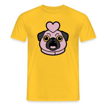 Mops Hund Herz Liebe Bellen - Männer T-Shirt - Gelb - Vorne - AI Model Male 178 dark (178cm)