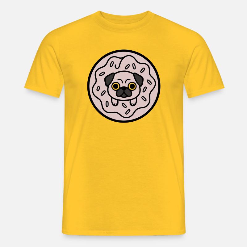 Mops Hund Donut Süßigkeiten - Männer T-Shirt - Gelb