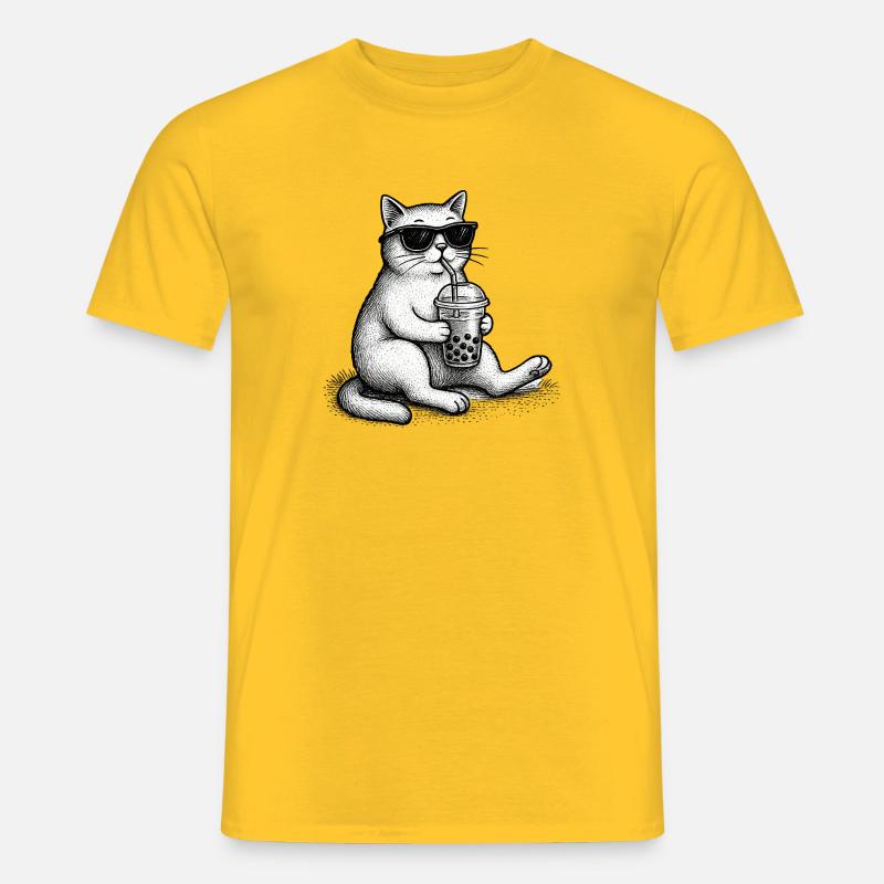 Bubble Tea Cat - Men’s T-shirt - yellow