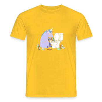 Klo Regenbogen Einhorn - Männer T-Shirt - Gelb - Vorne - AI Model Male 178 dark (178cm)