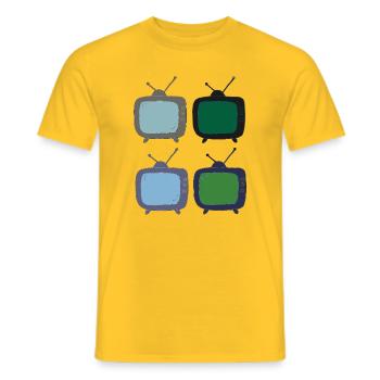 fernseher_4fach_bunt - Männer T-Shirt - Gelb - Vorne - AI Model Male 178 dark (178cm)