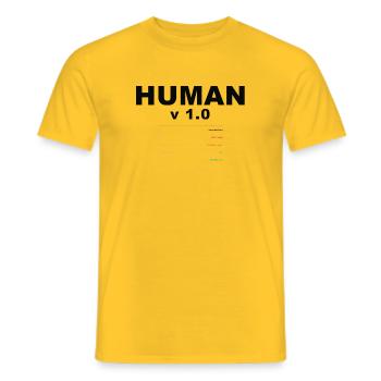 HUMAN V1.0 SPECS - Men's T-Shirt - yellow - Front - AI Model Male 178 dark (178cm)